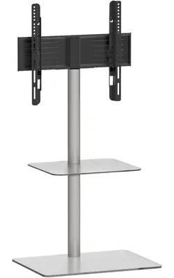 Produktbild von VCM TV Standfuß schwenkbar | Alumium Ständer für Fernseher 26-70 Zoll bis 40 kg | ESG-Sicherheitsglas | Maße ca. H. 100 x B. 60 x T. 45 cm | bis VESA 400x400 | TV Möbel Alani Zwischenboden