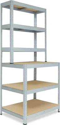 Produktbild von shelfplaza® PROFI 190x90x60cm Werkbank Regal Schwerlast verzinkt 166kg Tragkraft / Schwerlast Steckregal mit 6 Böden / Schwerlastregal Metall Regalsystem als Garagenregal, Kellerregal, Werkstatt Regal
