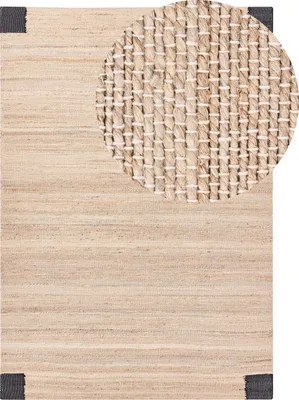 Obrázek produktu pro BELIANI Koberec béžový a černý jutový 160 x 230 cm obdélníkový tkaný rustikální styl obývací pokoj ložnice