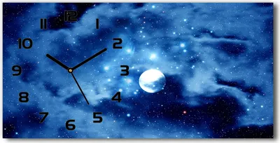 Produktbild von Wanduhr aus Glas – 60x30 cm - Glasbild - Glasuhr - Gehärtetes Glas - schwarze-zeiger - Vollmond