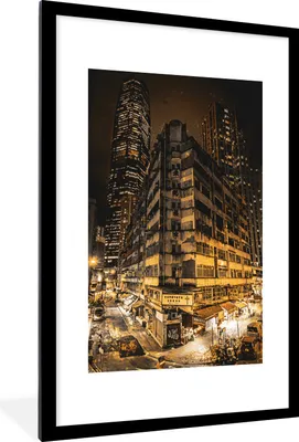 Produktbild von MuchoWow® MuchoWow® Gerahmtes Poster Gold - Straßen - Städte 60x90 cm - Poster mit zchwarzem Bilderrahmen - Dekoration - Wandposter Wohnzimmer - Hochwertig