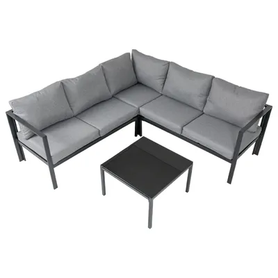 Image de Ensemble de canapés d'extérieur 4 pièces SVITA MISSOURI Garden Lounge en acier galvanisé noir