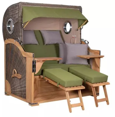 Produktbild von Strandkorb Westerland Teak Bullauge PE grey Dessin 587