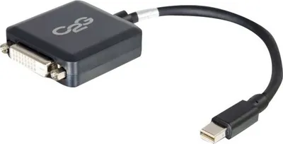 Produktbild von C2G 20cm Mini DisplayPort to DVI Adapter - Thunderbolt to Single Link DVI-D Converter M/F - Black - DisplayPort-Kabel - Mini DisplayPort (M) zu DVI-D (W) - 20 cm - Schwarz