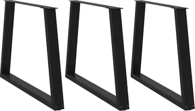 Image de Pieds de table à manger en forme de V, 3 pièces, noir, 100 x (72-73,3) cm, acier