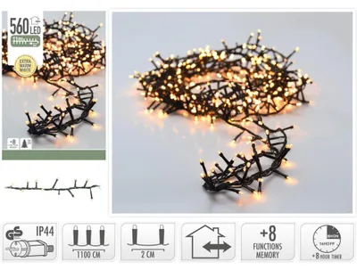 Obrázek produktu pro Microcluster | Vánoční světelný řetěz | 560 LED diod - extra teplá bílá - 8 světelných funkcí - časovač
