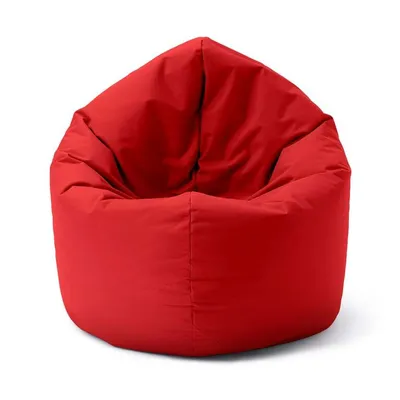 A red beanbag chair isolated on a white background.