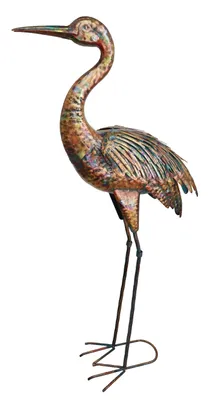 Produktbild von Deko Reiher Fischreiher Kranich Metall Vogel Fisch Garten Teich Skulptur Figur