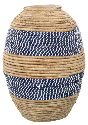 Seegras-Vase, Natur/Blau, 30 x 42 cm