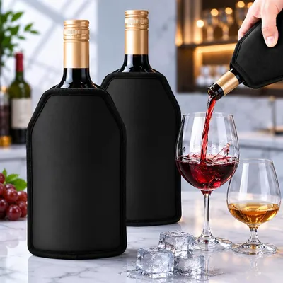 Imagen del producto de Juego de enfriadores para botellas de vino, 2 unidades, reutilizables, de 23 x 16 x 1,5 cm, para enfriar botellas
