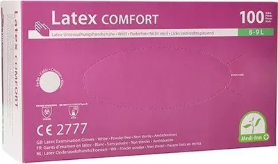 Produktbild von 100 Medi-Inn Medi-Inn® PS Handschuhe, Latex puderfrei Comfort weiss - natur Größe L 93418