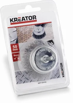 Produktbild von KREATOR Stahl Bürstenaufsatz Topfdrahtbürste Schaft ø 6 mm - Rundbürste ø 50 mm - Stahl Topfbürste ø 50 mm