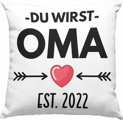 Produktbild von Trendation - Oma Du Wirst Oma 2022 Geschenk Schwangerschaft Verkünden Omi Überraschung Baby  Deko-Kissen mit Füllung 40x40 (Rosa)