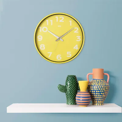 Immagine prodotto di Wallity, Joy - Yellow, Orologio da parete decorativo, giallo, plastica, 38 x 38 cm