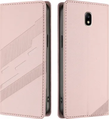 Produktbild von Hülle für Samsung Galaxy J3 2017, Kunstleder Brieftaschen Handyhülle mit Kartenfach und Standfunktion Pink