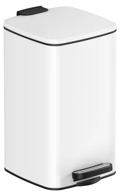 Image de Poubelle pour déchets cosmétiques avec pédale, système de fermeture douce, blanche, 8 litres