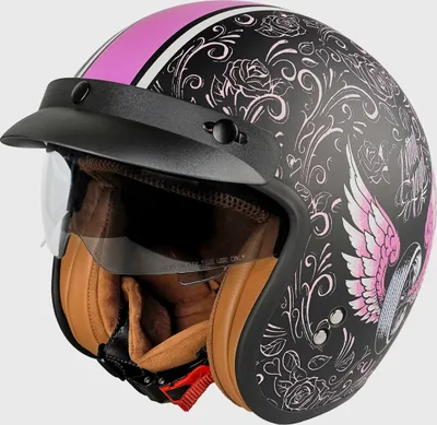 Produktbild von Jethelm Helm Motorradhelm Mofahelm Rollerhelm Halbschalenhelm mit ausklappbaren Visier und Sonnenblende Sturzhelm, Rosa, M(57-58CM)