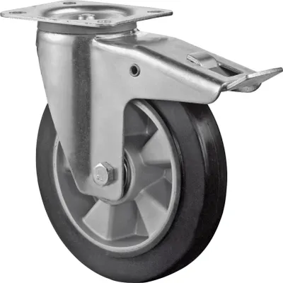 Obrázek produktu pro BS kolečka Transportní kolečko LB520.B80.125 Otočné kolečko s celkovou brzdou, průměr kola 125 mm,