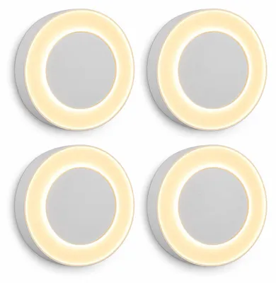 Image de 4 x Smartwares LED Wandleuchte Außenleuchte Circular Weiß rund Ø20cm IP54 13W 700lm warmweiß 3000K