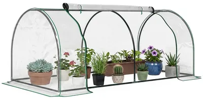 Image de Serre d'extérieur - Tunnel de culture 200x100x80 cm - Structure en acier - Film en PVC étanche - Serre de jardin pour tomates - Blanc