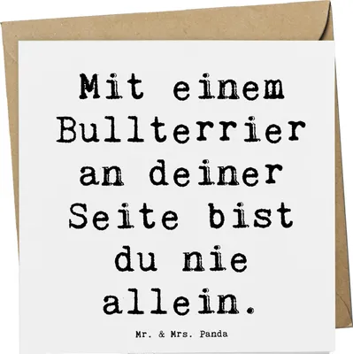 Produktbild von Mr. & Mrs. Panda Grußkarte Spruch Bullterrier Begleiter - Weiß - Geschenk, Hunderassen Beschreibung, Hunderasse, freundliche Hunde, treue, Glückwunschkarte, verspielte