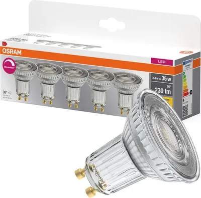 Obrázok produktu pre OSRAM LED BASE PAR16 v tvare PAR16, LED-Spot, sklo, 3,4 W, 230 lm, 2700 K, stmievateľný, CRI 90