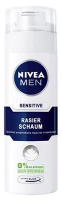 Zdjęcie produktu dla NIVEA Sensitive, Mus do golenia, Mężczyźni, Skóra wrażliwa, 200 ml, Odżywiający, Zmiękczający, Aqua, Isobutane, Triethanolamine, Laureth-23, Palmitic Acid, Stearic Acid, Glycerin, Panthenol,...
