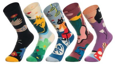 Immagine prodotto di Calzini da donna e da uomo, con motivi colorati a tema animali, in cotone, taglie dalla 35 alla 42, calzini divertenti