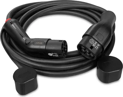 Produktbild von Lindy 30110, Schwarz, Typ 1, Typ 2, Schwarz, Abgewinkelt, Abgewinkelt