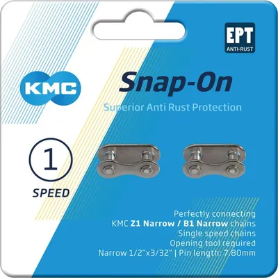 Zdjęcie produktu dla Łącznik blokujący KMC Snap-On Narrow EPT 2 sztuki, 1/2 "x3/32", 7.3mm, EPT, srebrny