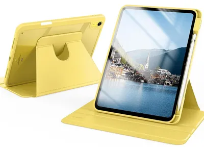 Immagine prodotto di Custodia rotante per iPad da 11/10,9 pollici, 10ª/11ª generazione, 2022/2025, colore giallo, in acrilico