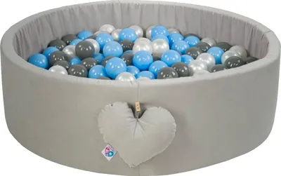 Zdjęcie produktu dla H&F Home Textiles Ball Pool With Balls | Ball Pool For Babies Children 98x30cm | Colour: Grey | Velvet | 300 pieces ∅ 7cm Blue Balls for Ball Pool