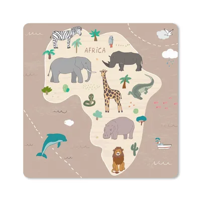 Produktbild von MuchoWow® Mauspad Mousepad Tiere - Weltkarte - Kinder - Afrika - Jungen - Mädchen 30x30 cm - Mousepads - Maus Mat - Pad - Mausunterlage - Gaming