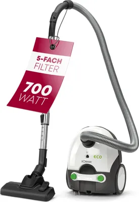 Produktbild von Bomann® Bodenstaubsauger mit energiesparenden 700 Watt | mit 5-fach Mikrofiltersystem | Sauger mit Beutel | Umschaltbare Bodenbürste und Bürsten-/Fugendüse | BS 9019 CB N weiß