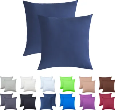 Produktbild von 2er Set Kissenbezüge Kissenhüllen 100% Baumwolle 80x80 cm Navy blau