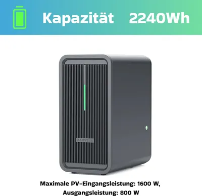 Produktbild von SUNNIVA® 920W Balkonkraftwerk mit 2,24 kWh Speicher Marstek B2500-D, 2x 460W BIFAZIAL FULLBLACK komplett Steckdose, PV Solaranlage + Solarspeicher