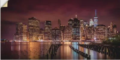 Produktbild von ARTland Wandbild, selbstklebend New York City Impression bei Nacht I Größe: 40x20 cm
