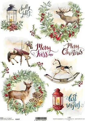 Produktbild von ITD Reispapier Decoupage Bastelpapier Serviettentechnik-R1637 - A4 Weihnachten