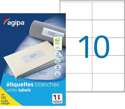 Image de agipa Étiquettes d'adresse, 57 x 105 mm, blanc