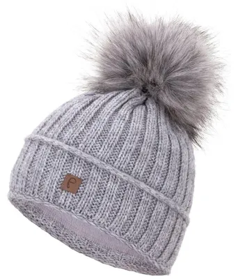 Immagine prodotto di Faera cappello invernale caldo foderato con Pelliccia sintetica bobble hat fodera in pile cappello invernale lavorato a maglia cappello beanie signore uomini taglia unica grigio