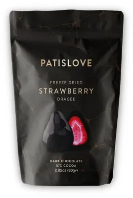 Produktbild von Patislove Gefriergetrocknete Erdbeeren in Zartbitterschokolade, 80g – 5er Pack (5 × 80 g)