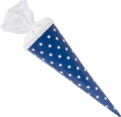 Produktbild von Schultüte Geschwistertüte Sterne Blau 35cm Lackkarton Zuckertüte Rund