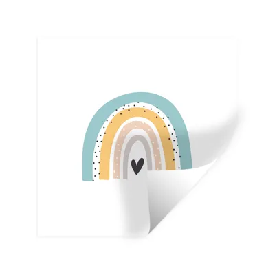 Produktbild von MuchoWow® Wandtattoo Wandsticker Wandaufkleber Regenbogen - Mädchen - Jungen - Herz - Pastell 50x50 cm Selbstklebend und Repositionierbar - Selbstklebend - Fototapeten