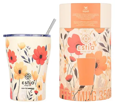 Image de ESTIA | Mug isotherme - 350 ml - mug isotherme multicolore - avec paille