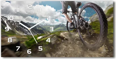 Produktbild von Wanduhr aus Glas – 60x30 cm - Glasbild - Glasuhr - Gehärtetes Glas - weisse-zeiger - Mountainbiking