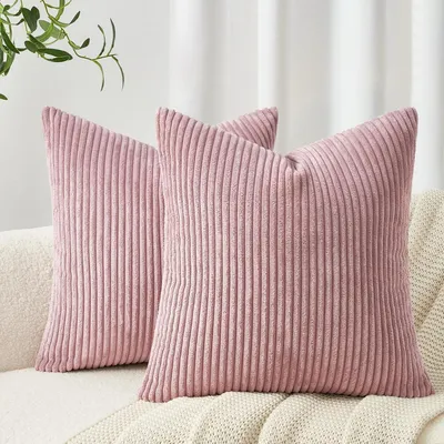 Produktbild von Kissenbezüge 65x65 cm Rosa Kordsamt Gestreift 2er Set