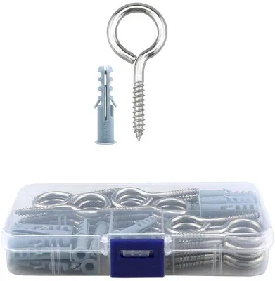 Produktbild von Metall Schraubhaken Set für Holz, 30 Stück, M4/M5/M6