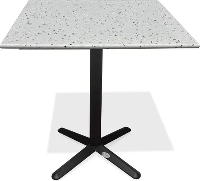 Produktbild von Quadratischer Gartentisch aus Stahl mit Terrazzoplatte