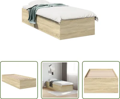 Produktbild von The Living Store Bettgestell Sonoma-Eiche 75x190 cm Holzwerkstoff