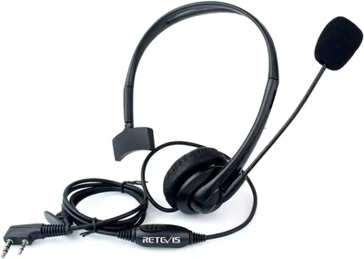 A black headset with a microphone and a coiled cord is shown against a white background.
